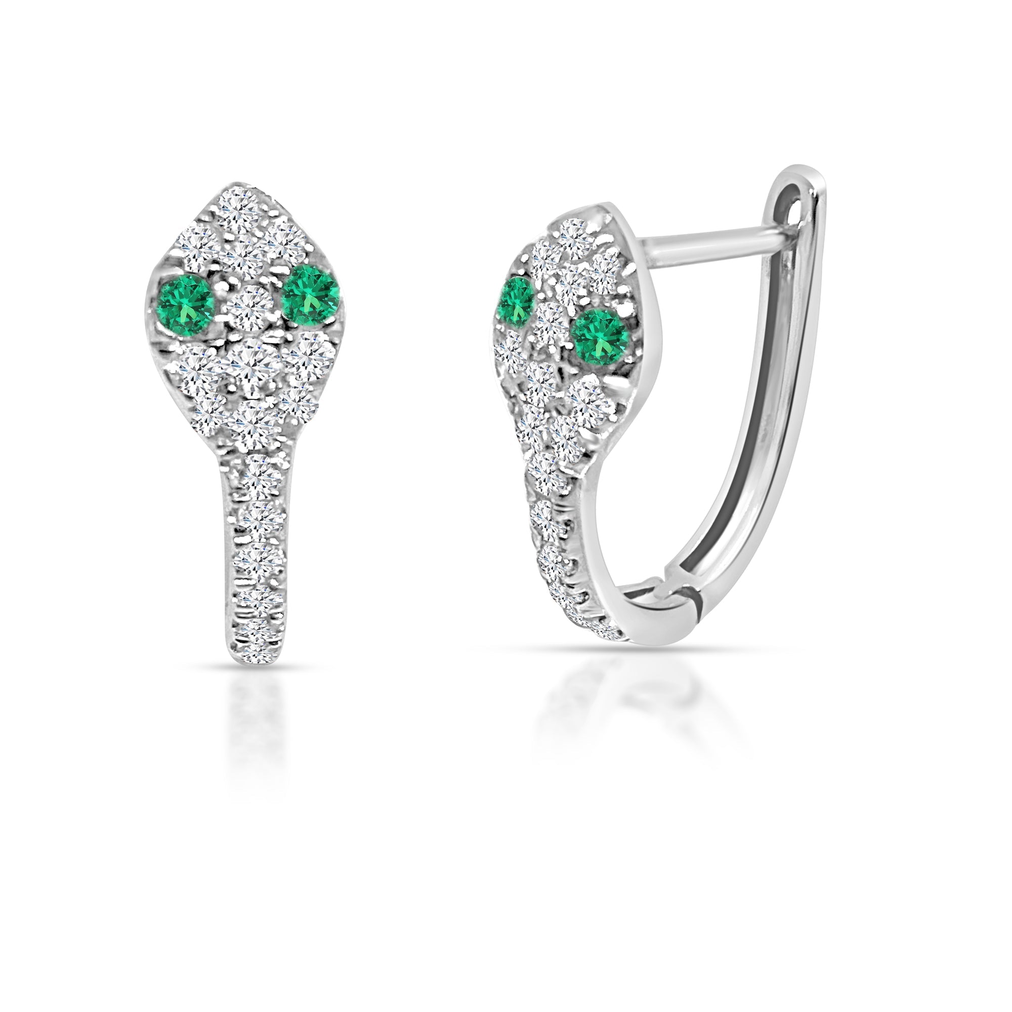 Diamond Emerald Snake Eyes Hoop Earrings
