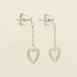 White Gold 0.14ctw Diamond Heart Drop Earrings