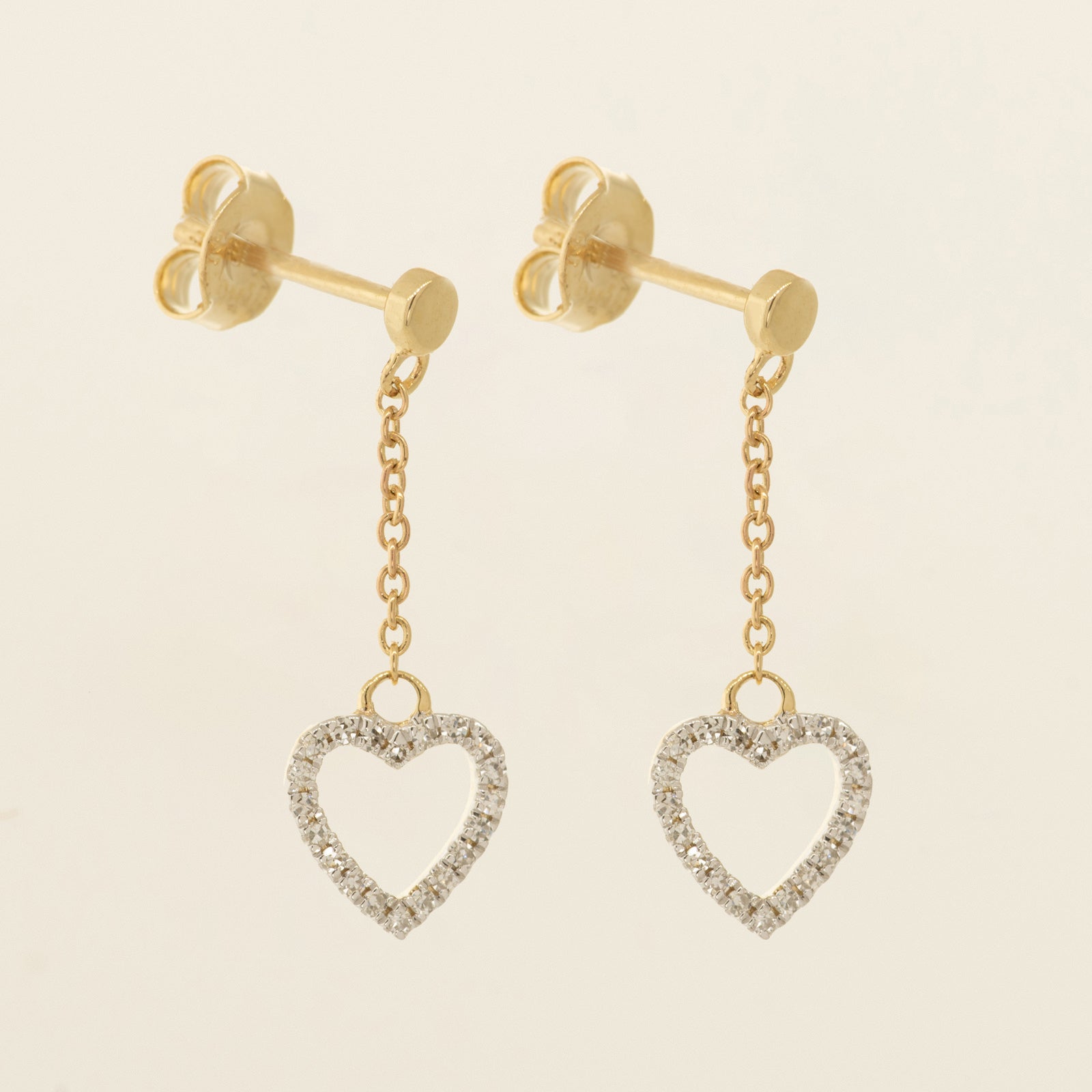0.14ctw Diamond Heart Drop Earrings