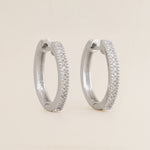 14K Solid Gold Diamond Medium Hoop Earrings - Anygolds