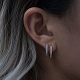 14K Solid Gold 0.12ctw Diamond Hoop Earrings