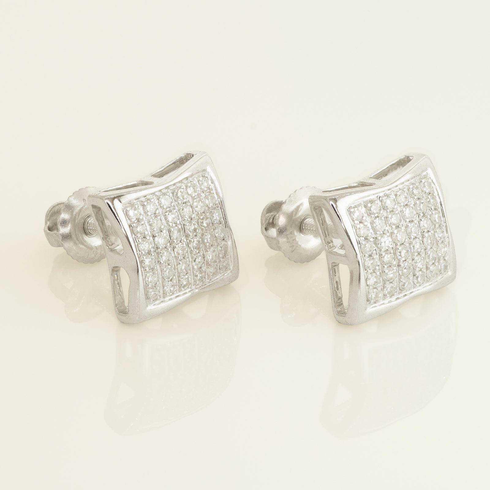 Trendy Square Diamond Stud Earrings