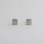 14K Solid Gold 0.22ctw Diamond Convex Square Shape Stud Earrings
