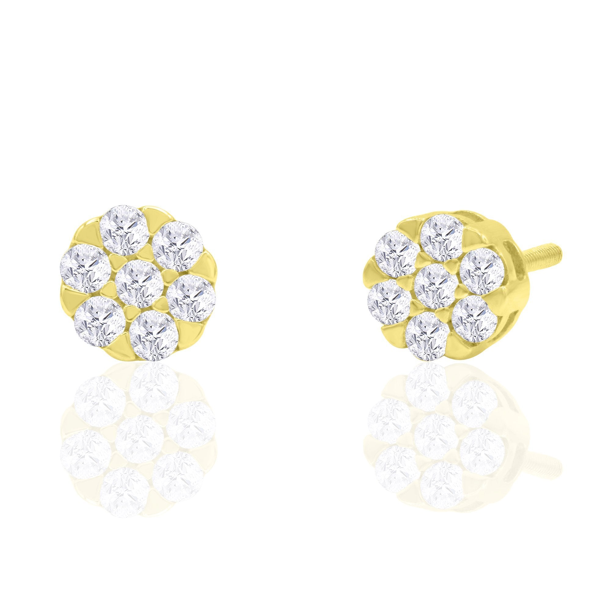 14K Solid Gold 0.33ctw Diamond Stud Earrings - anygolds