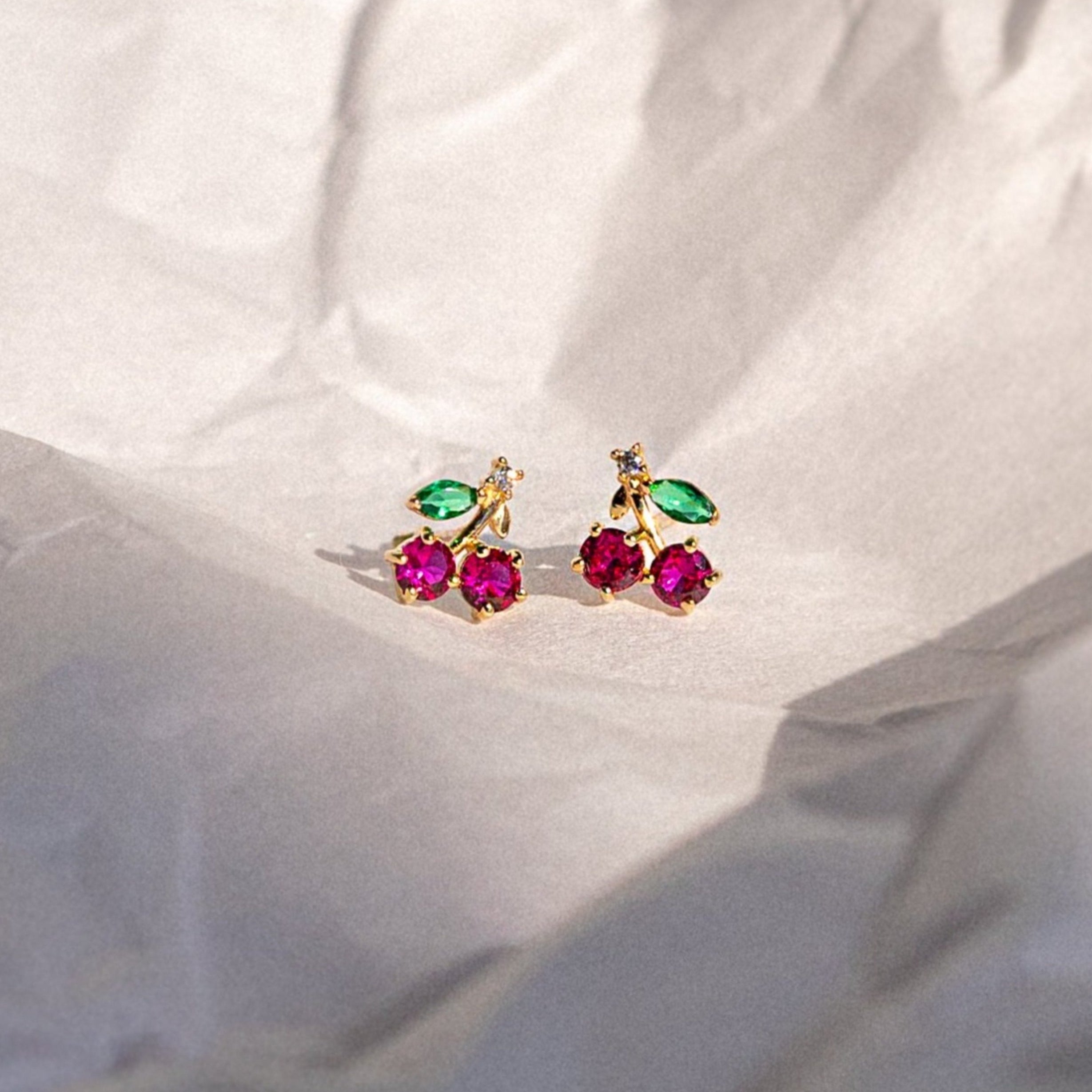 Marquise Cherry Mini Stud Earrings - Anygolds
