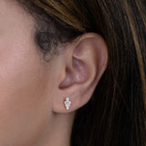 14K Solid Gold Bezel Cubic Zirconia Baguette Stud Earrings - Anygolds 