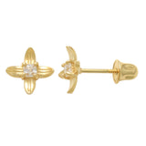 14K Solid Gold Cubic Zirconia Baby Earrings