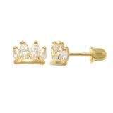 14K Solid Gold Cubic Zirconia Baby Earrings