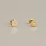 14K Solid Gold CZ Baby Earrings