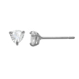 14K Solid Gold Trillion CZ Stud Earrings - More Size Option - anygolds