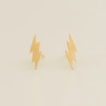14K Solid Gold Double Lightning Stud Earrings