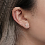 14K Solid Gold Cubic Zirconia Starburst Bezel Stud Earrings - Anygolds 