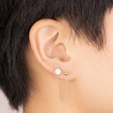CZ Round Plain Chain Drop Earring