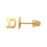 14k Solid Gold D Letter Baby Earrings