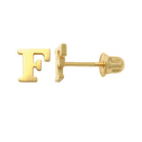 14k Solid Gold F Letter Baby Earrings