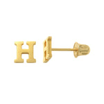 14k Solid Gold H Letter Baby Earrings
