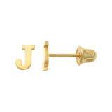 14k Solid Gold J Letter Baby Earrings