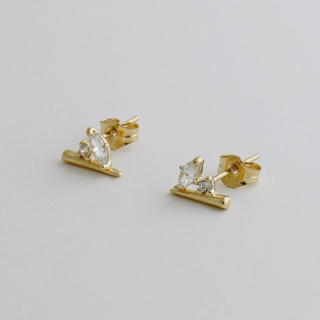 Marquise & Round Cluster Stud Earrings - Anygolds