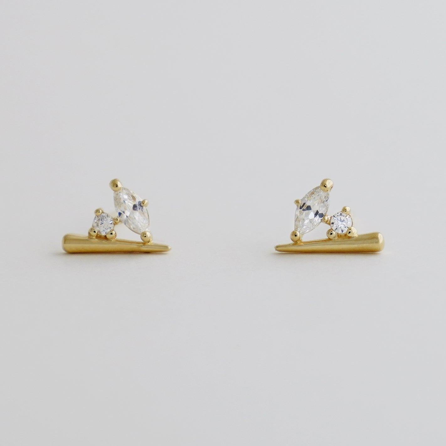 Marquise & Round Cluster Stud Earrings - Anygolds