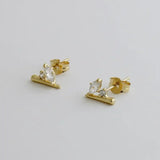 14K Solid Gold Marquise Cluster Stud Earrings – Anygolds