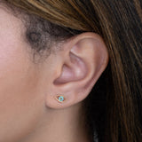 14K Solid Gold Mint Evil Eye Screw-back Baby Earrings - Anygolds