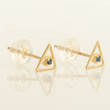 Shop 14K Solid Gold Cubic Zirconia Triangle evil eye Stud Earrings