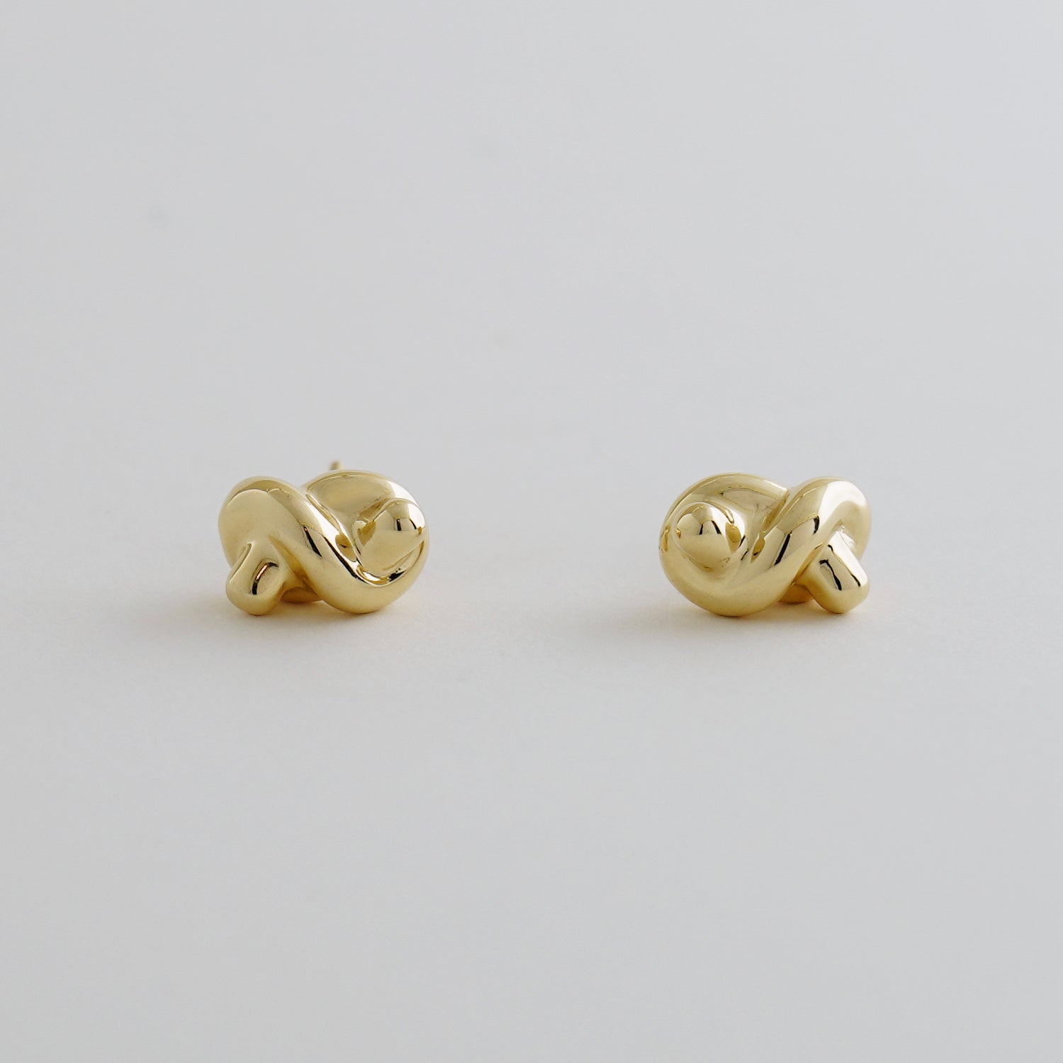 14K Solid Gold Mini Pretzel Knot Screw-back Baby Earrings