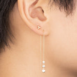 Triple Bezel Stone Threader Drop Earrings - Anygolds