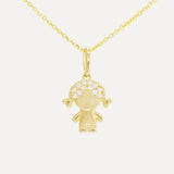 Children Girl with Pigtail Pendant Charm
