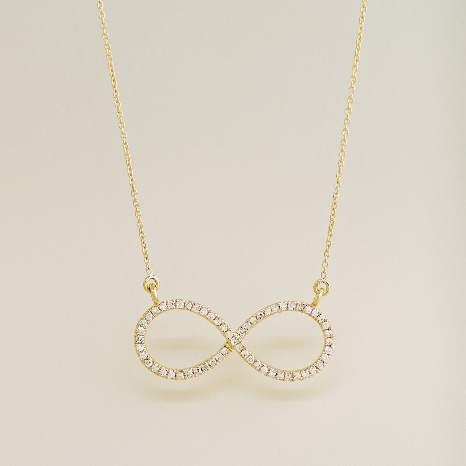 14K Solid Gold 0.18ctw Diamond Infinity Necklace