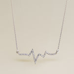 14K Solid Gold 0.12ctw Diamond Heart Beat Necklace - anygolds