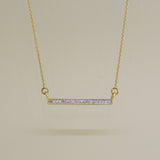 14K Solid Gold 0.07ctw Diamond Micro-pavé Bar Necklace
