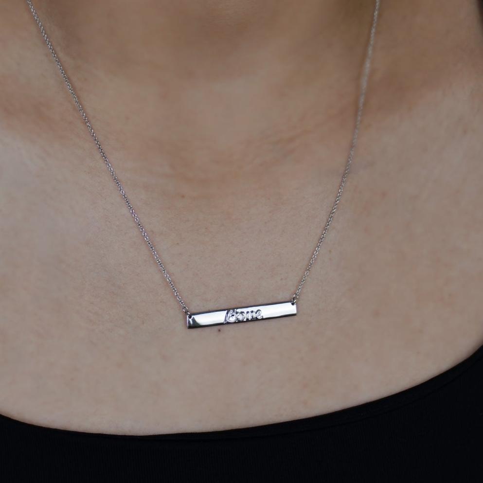 Diamond Love Letter Bar Necklace - Anygolds