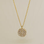 14K Solid Gold Diamond Iced Out Round Micropavé Necklace