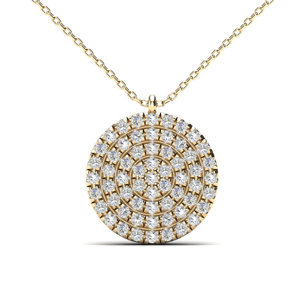 14K Solid Gold 0.18ctw Diamond Iced Out Round Micropavé Necklace - anygolds