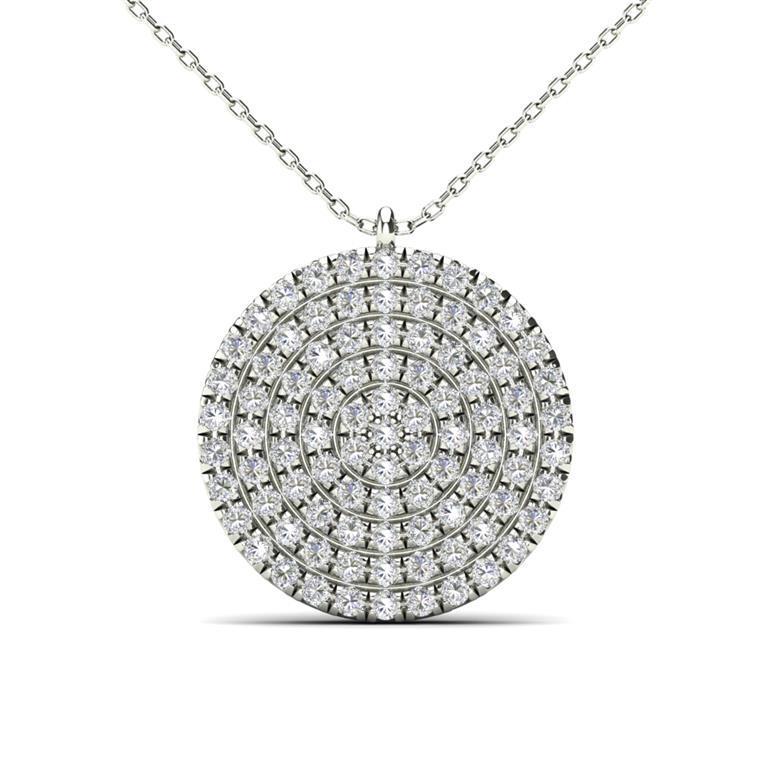 14K Solid White Gold 0.27ctw Diamond Iced Out Round Micropavé Necklace
