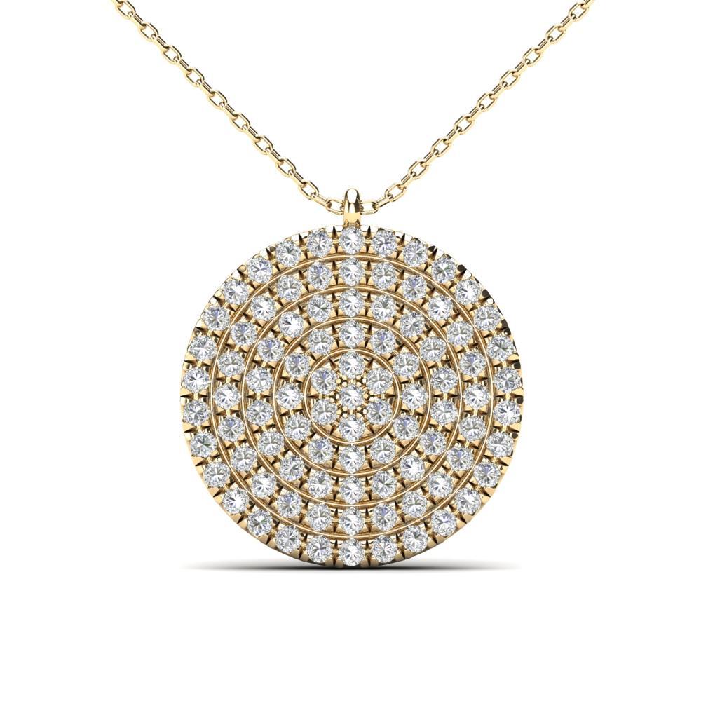 14K Solid Yellow Gold 0.27ctw Diamond Iced Out Round Micropavé Necklace