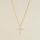 yellow gold Round Brilliant Cross Necklace
