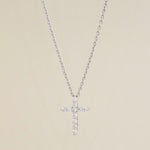 Buy White gold Round Brilliant Cross Necklace