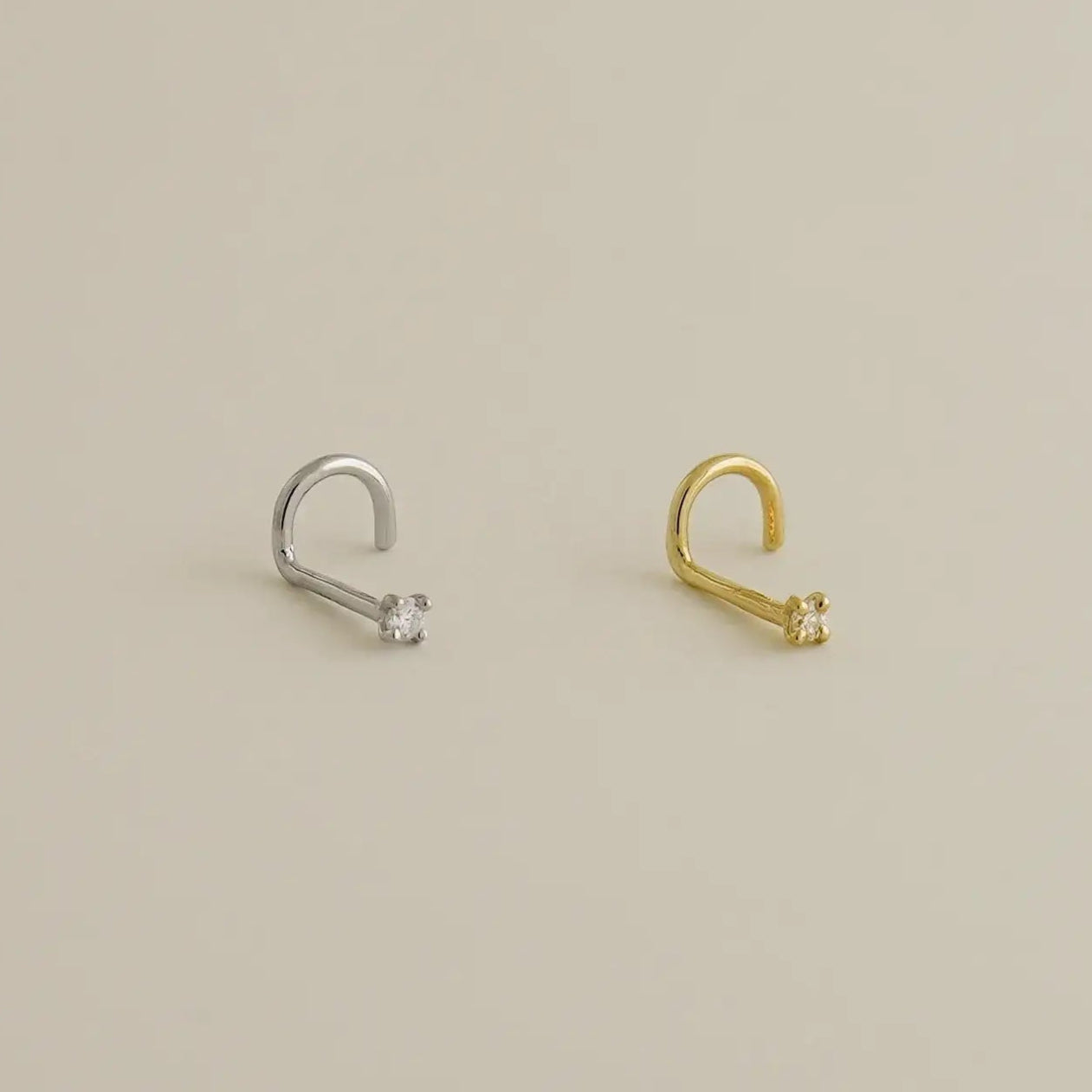 Diamond Corkscrew Nose Stud - Anygolds