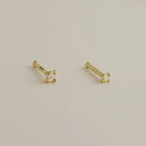 14K Solid Gold Diamond Nose Bone Stud – Anygolds