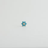 14K Solid Gold Turquoise Flower Nose Bone Straight Stud Piercing - Anygolds 