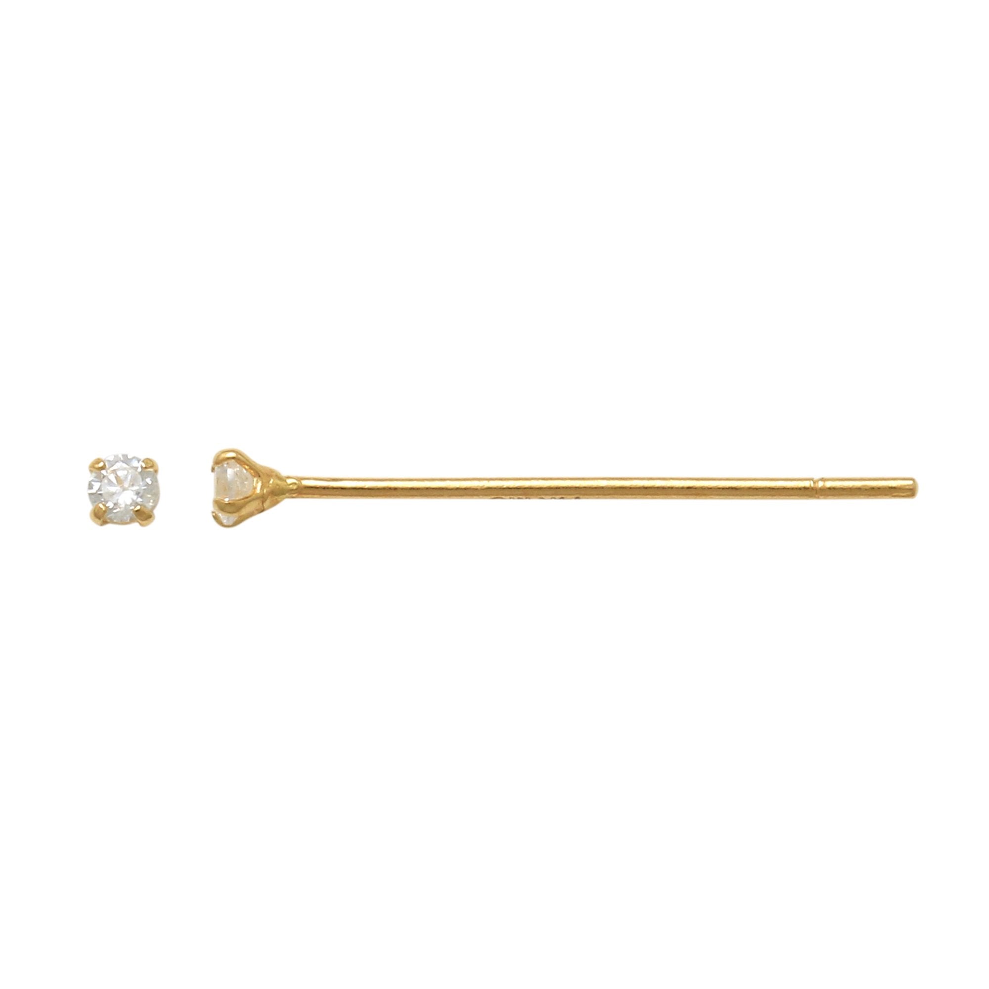 14K Solid Gold NEW Single CZ Fishtail Nose Piercing - More Size Option - anygolds