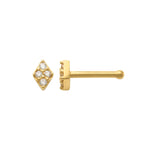 14K Solid Gold Cubic Zirconia Diamond Nose Piercing 20gauge - anygolds