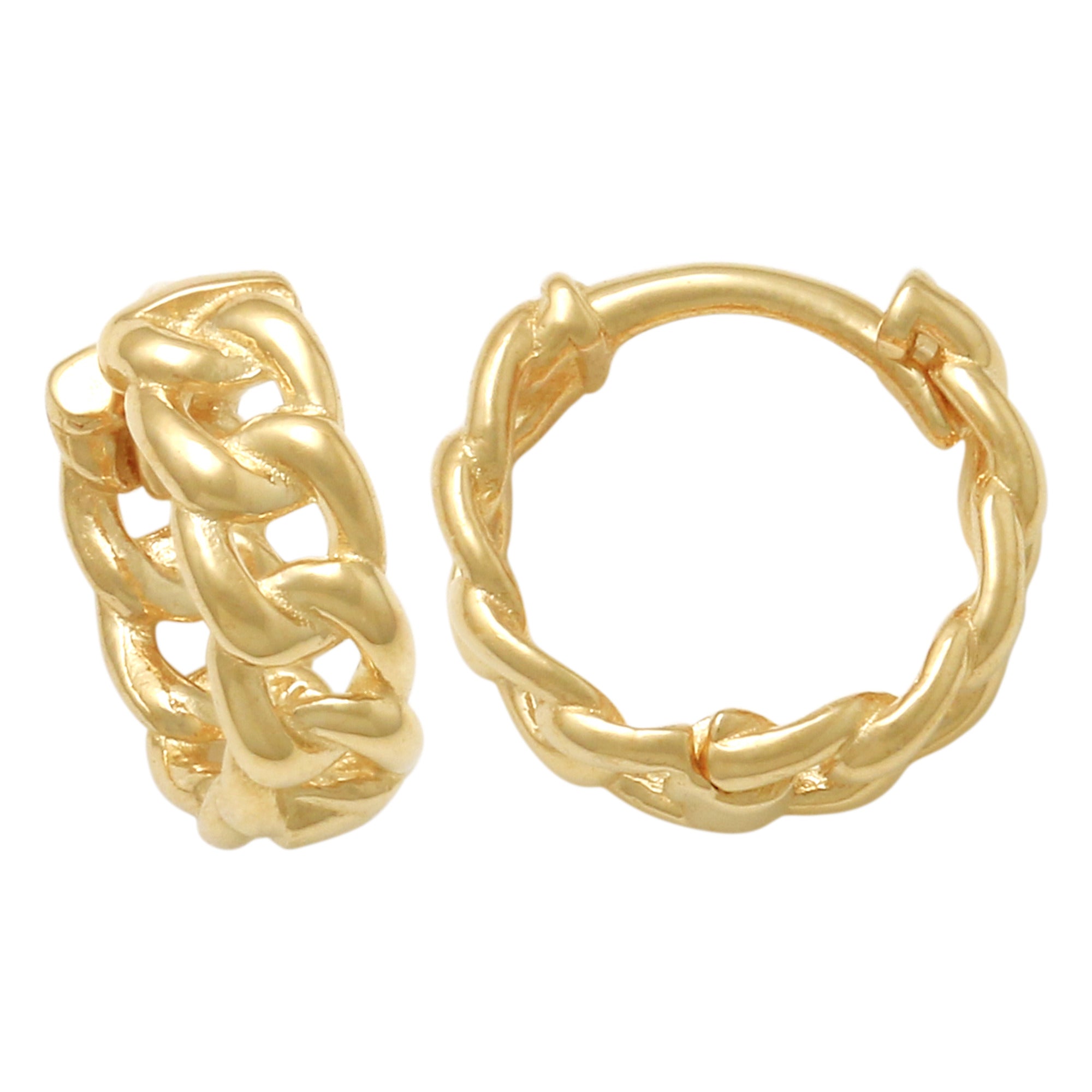 14K Solid Gold Endless Chain Rope Hoop Earrings - Anygolds 