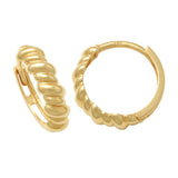 14K Solid Gold Cubic Zirconia Hoop Earrings