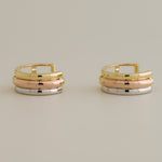 14K Tri-Color Gold Triple Hoop Earrings