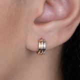 Tri Tone Gold Hoop Earrings