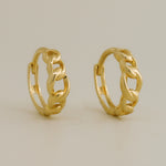14K Solid Gold Chain Huggie Hoop Earring - anygolds