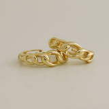 14K Solid Gold Chain Huggie Hoop Earring - anygolds